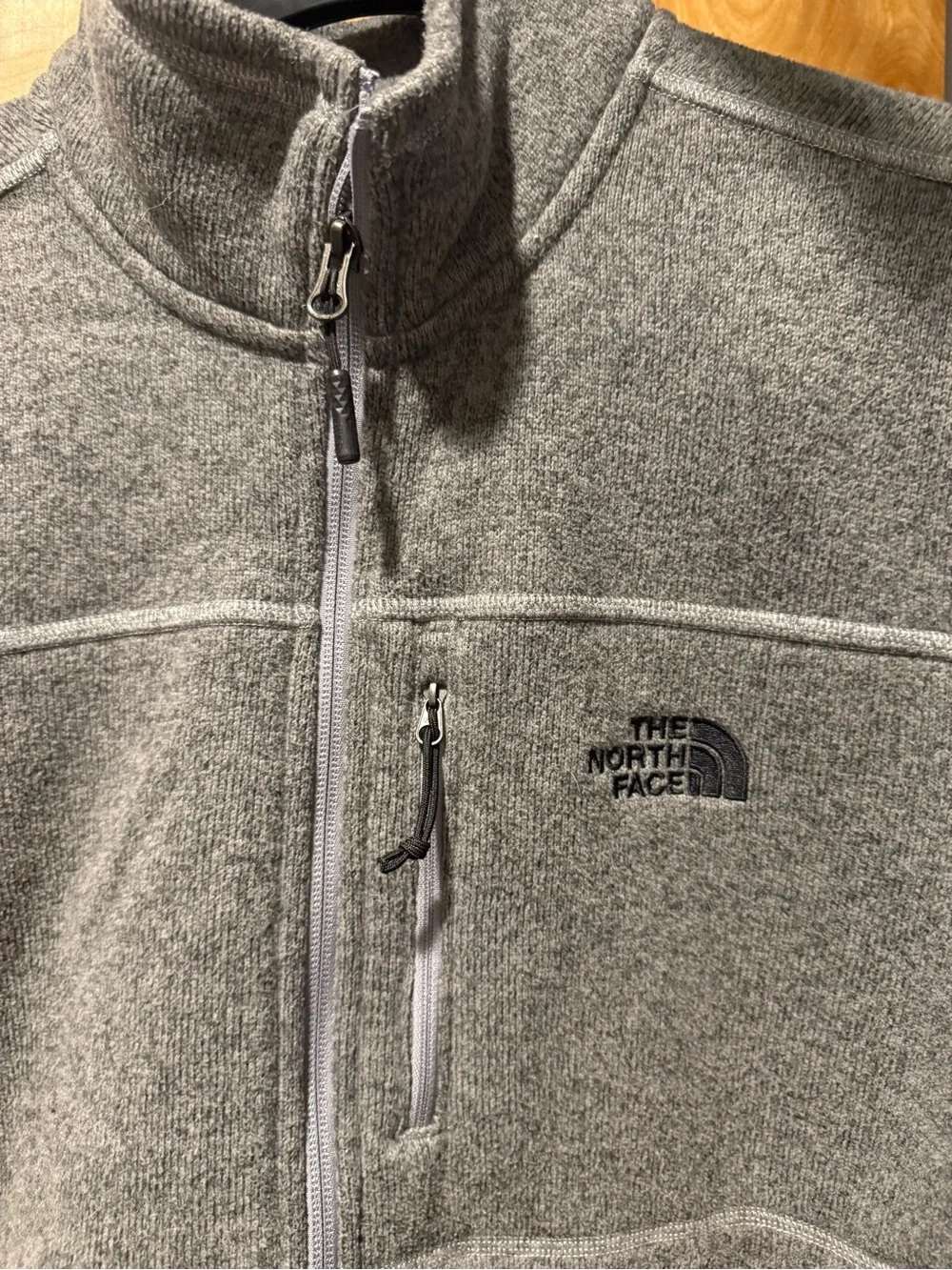 The North Face Heather Gray Embroidered Logo Fleece